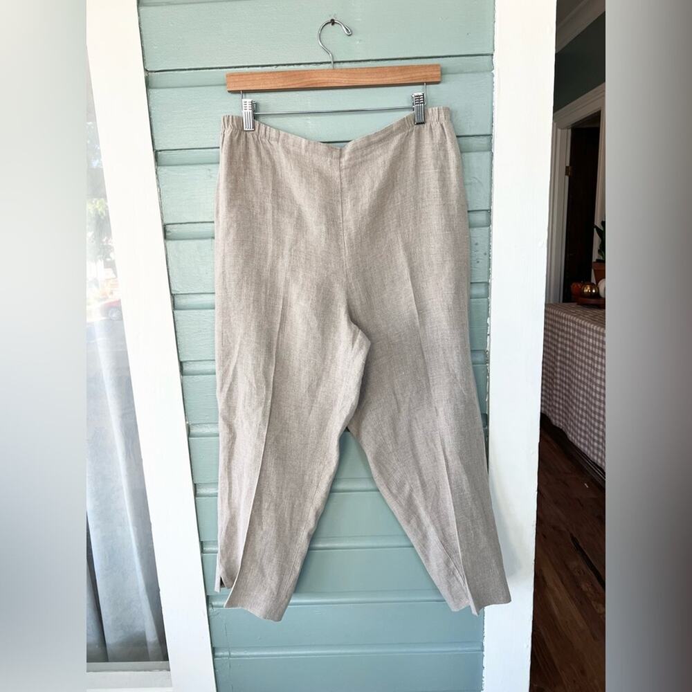 Flax 100% linen cropped tapered pant oatmeal beige neutral natural fiber elastic